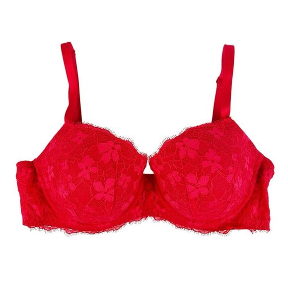 Victoria’s Secret Dream Angels Lined Demi Bra Red Lace Size 32DD - Picture 1 of 5